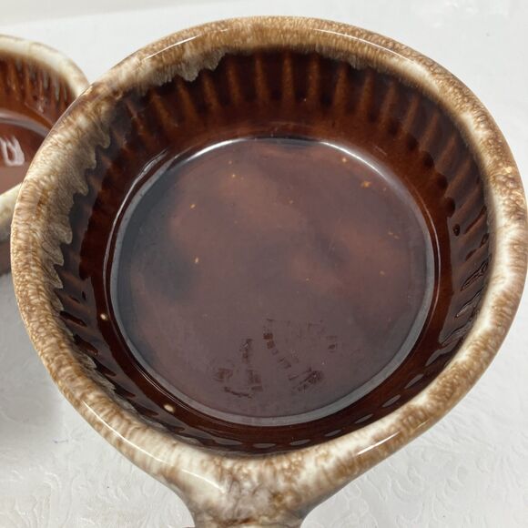 VTG McCoy 874 Brown Pottery Drip Glaze Soup Chili Bowl w/ Handle Set of 3 - Picture 15 of 15